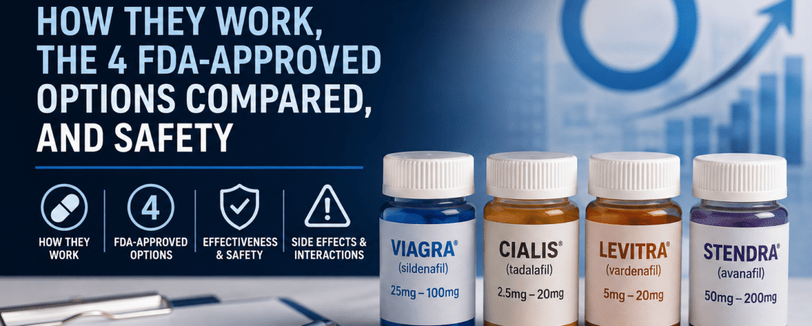 Erection Pills: How They Work, the 4 FDA-Approved Options Compared, and Safety